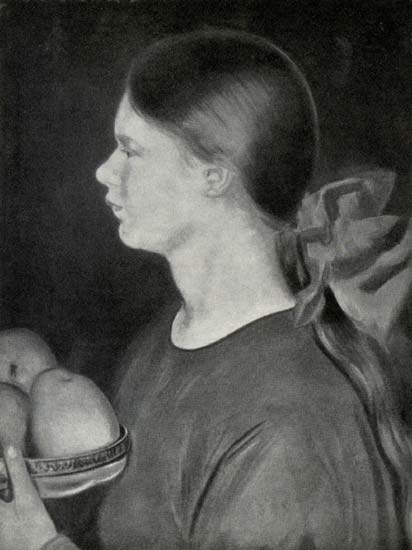 Кустодиева И.Б. (девочка с яблоками, дочь художника Б.М. Кустодиева, 1920) | Кустодиева Ирина Борисовна (дочь художника) | Русская портретная галерея